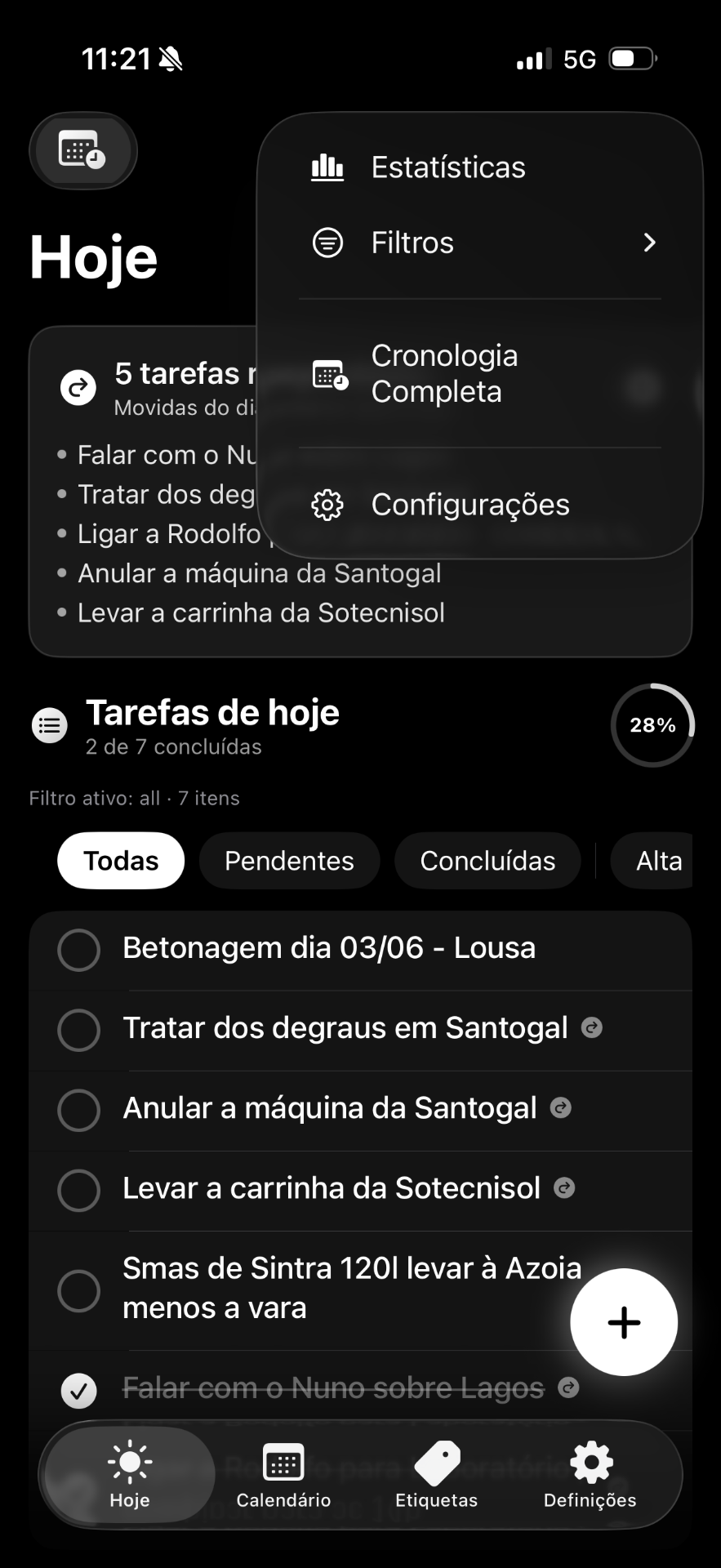 Tevik — Menu rápido